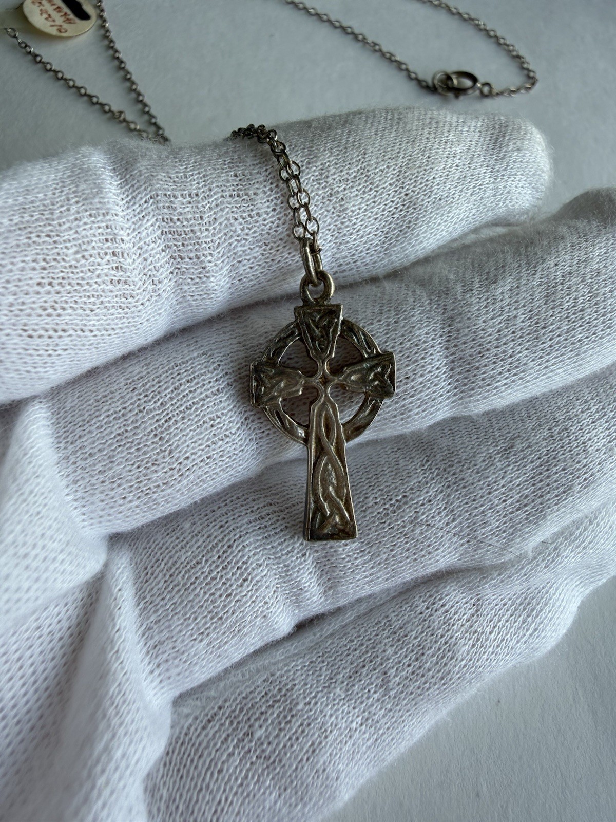 Vintage Irish Celtic Cross Sterling Silver Pendant Necklace J.O’N Eire