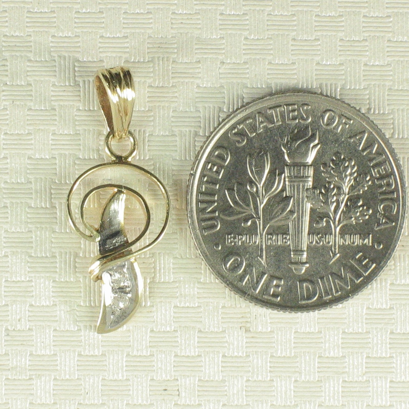 14k Yellow Gold Diamond Letter P Initial with Bail Pendant