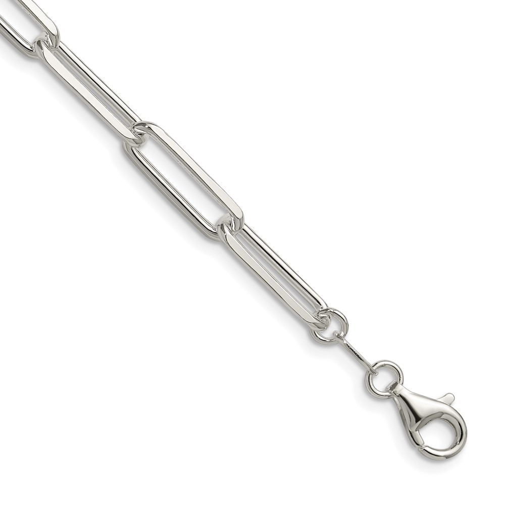 Sterling Silver 5.5mm Diamond-cut Paperclip Chain Necklace 16″ 16.26gm