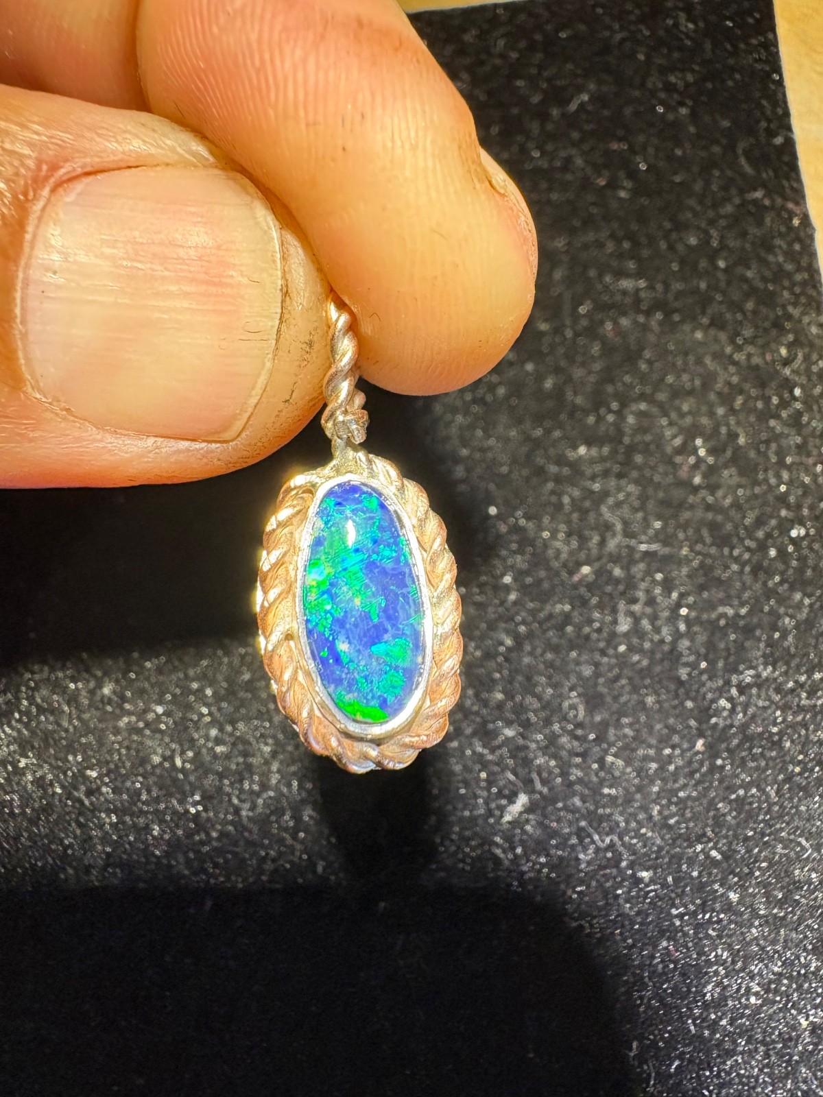 Australian black opal pendant