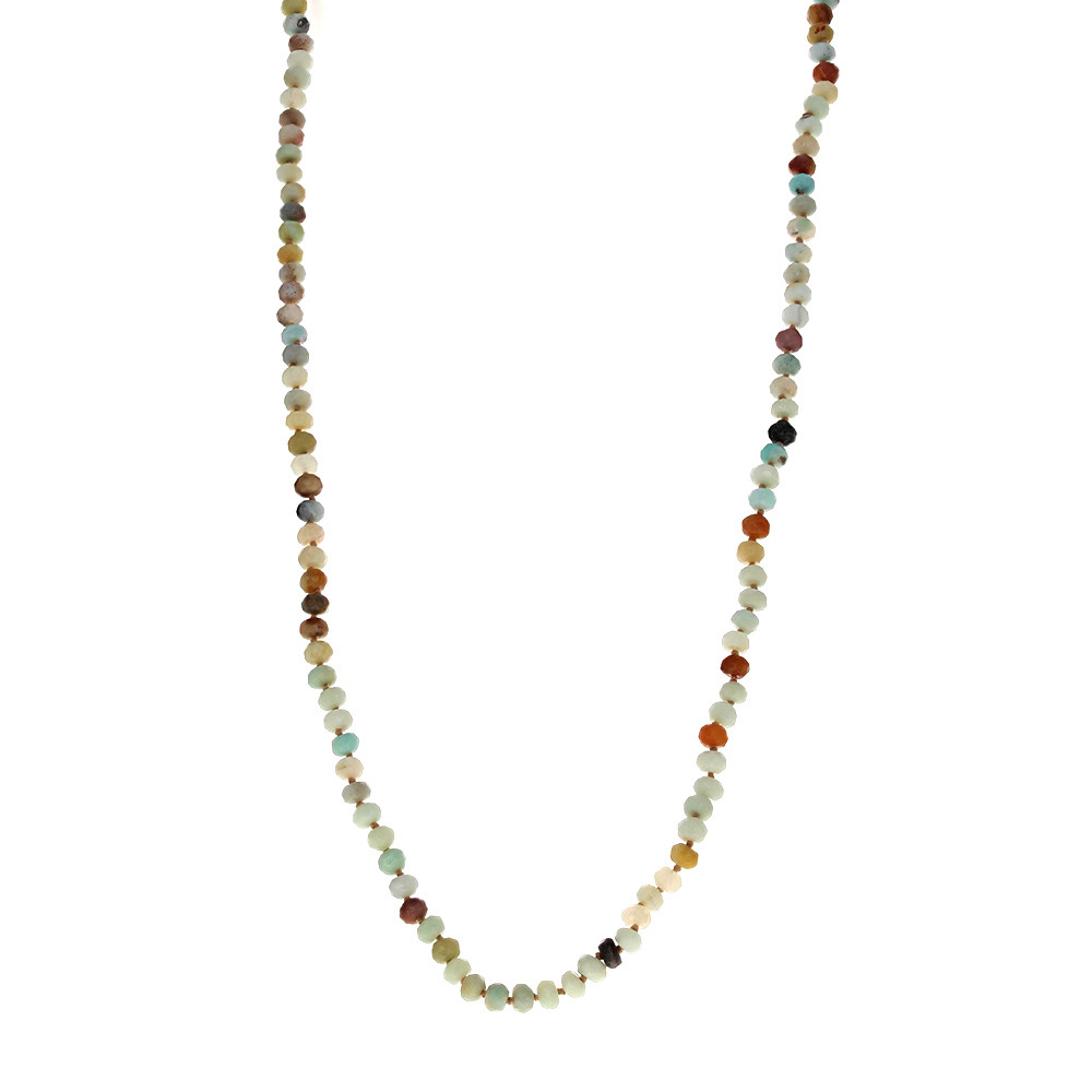 36″ Amazonite Stone Bead Necklace, 6mm Stone Rondelles, Faceted Rondelle Beads