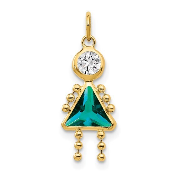 REAL 14K GOLD Birthstone Kids Charms Pendants Girl January to December .7″x .4″