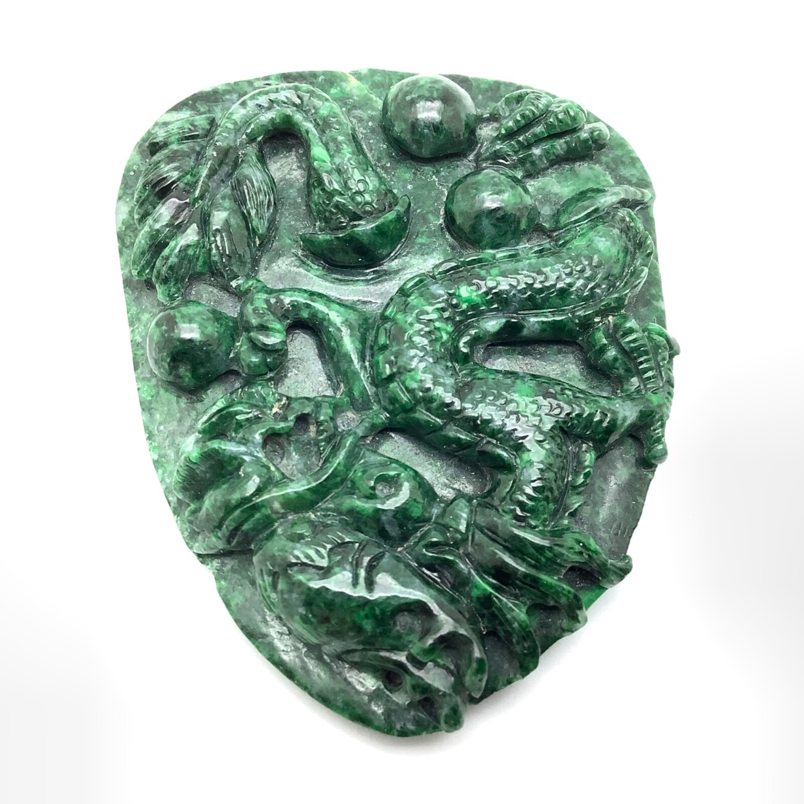 Burma Maw Sit Sit Dragon Pendant Chromium Green Albite Jadeite Carving Myanmar