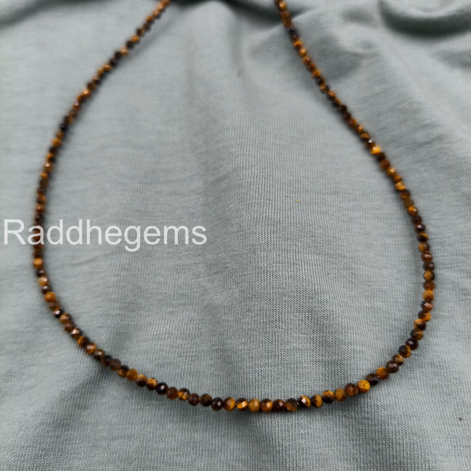 Tiger’s Eye Beaded Necklace, Brown Gemstone Necklace, Minimalist Crystal Jewelry