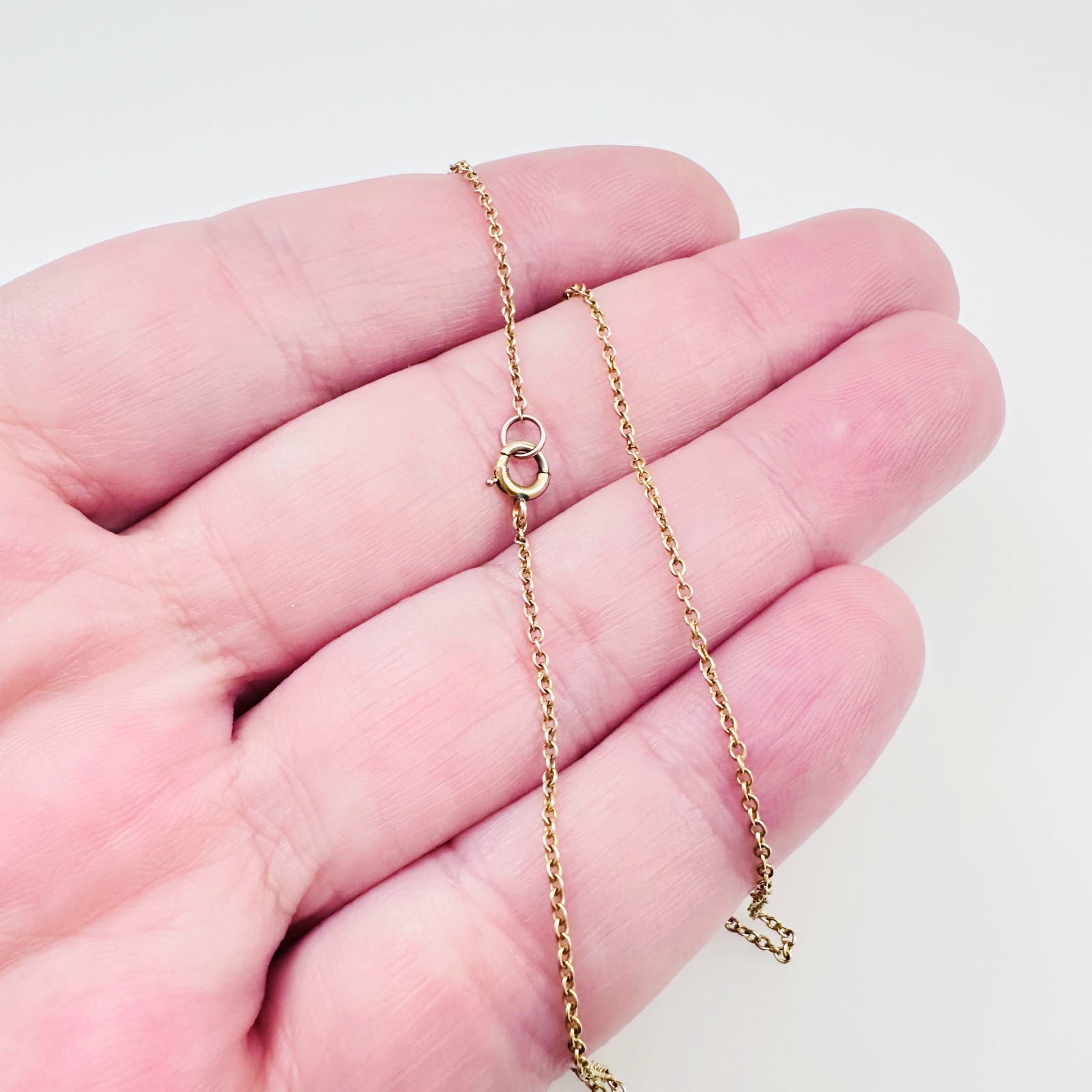 Vintage Solid 10K Yellow Gold Rolo Link Chain Necklace, 1.1mm, 15 3/8″