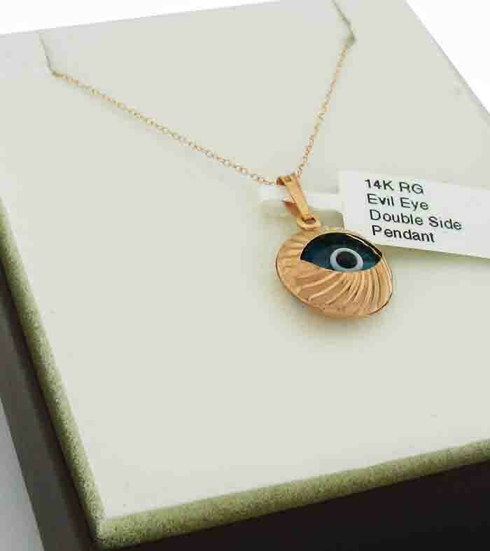 EVIL EYE DOUBLE SIDE PENDANT 14k Rose Gold – BRAND NEW WITH TAG