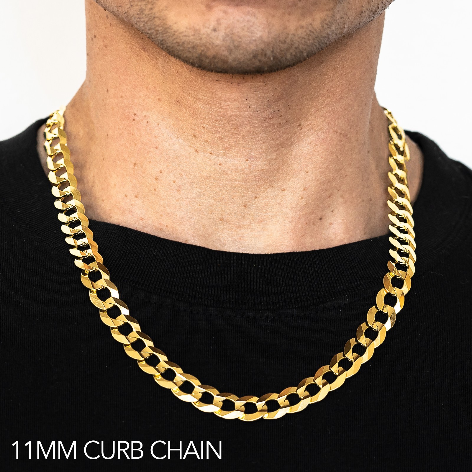 14k Yellow Gold 2mm-14mm Solid Curb Chain Necklace Bracelet Size 16″-30″