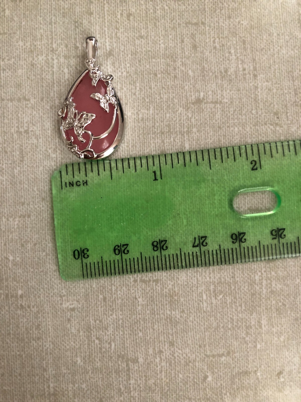 LENA LIU STERLING SILVER ROSE QUARTZ BUTTERFLY PENDANT VERY NICE GOOD CONDITION
