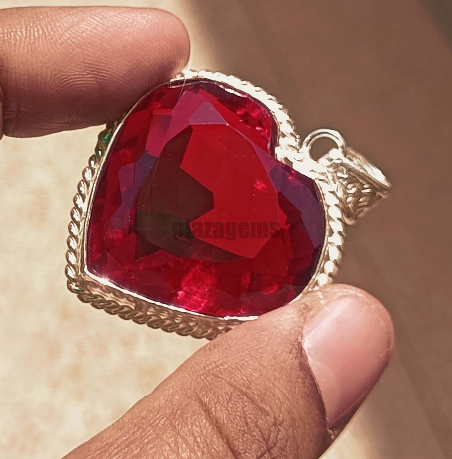 90 Ct Natural Blood Red Mozambique Ruby Pendant Flawless CERTIFIED