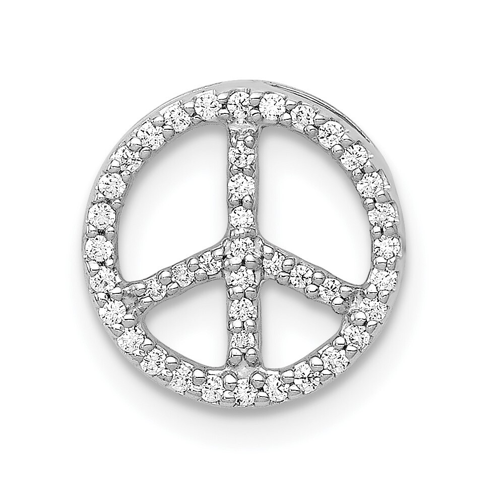 14K White Gold Lab Grown Diamond Peace Sign Chain Slide Pendant (VS/SI, G-H)