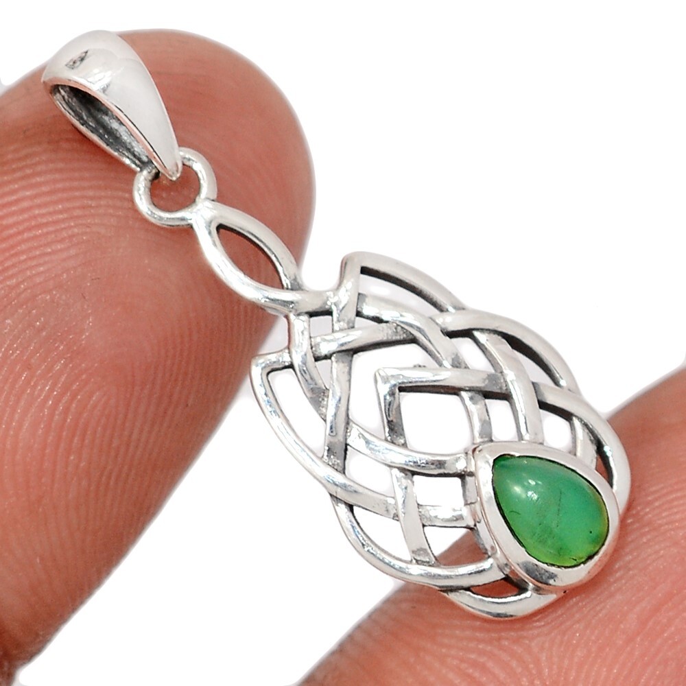 Celtic – Natural Chrysoprase – Australia 925 Silver Pendants Jewelry CP73701