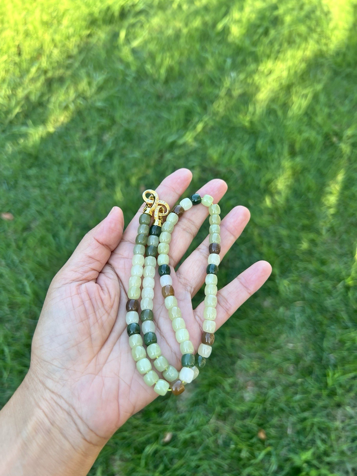Beautiful 17″ Multicolor Nephrite Jade 6.8mmx6mm Bead Necklace B798