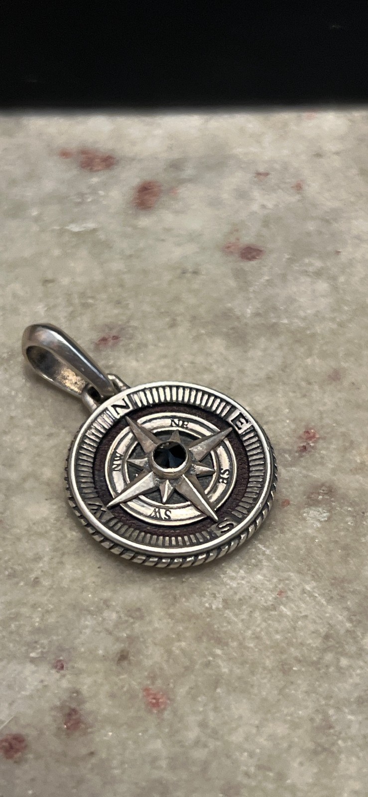 David Yurman Sterling Silver Maritime Compass Amulet Pendant 925 Black Diamond