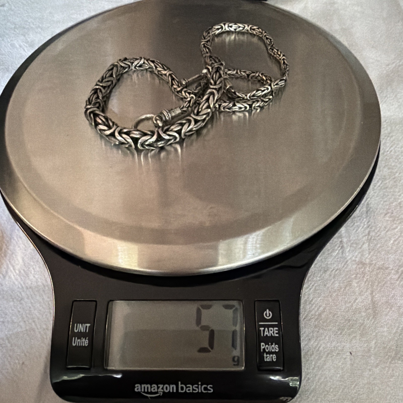 Sterling Silver Byzantine Link 17.5” Necklace 57 Gr Thick