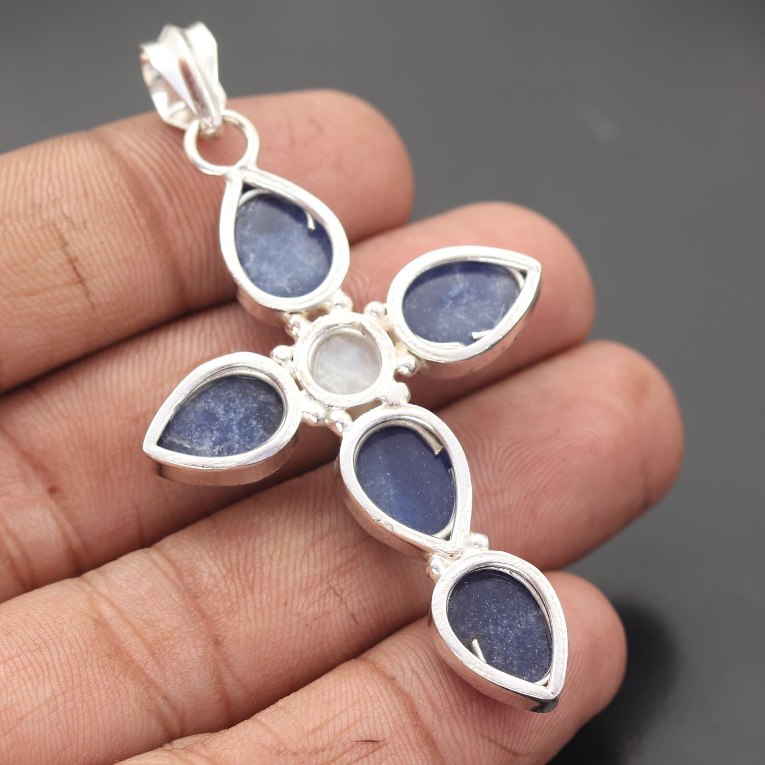 Blue Onyx Gemstone 925 Sterling Silver Handmade Pendant Jewelry Gift For Love