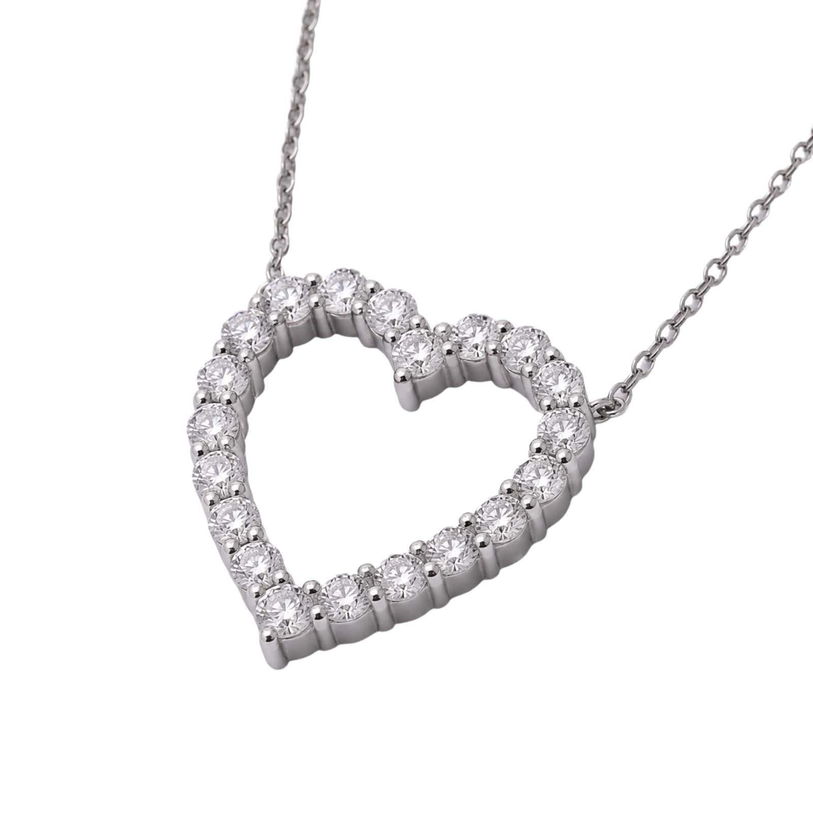 1.00ctw Round Cut F/VS+ Lab Grown Diamond Heart Pendant 925 Sterling Silver