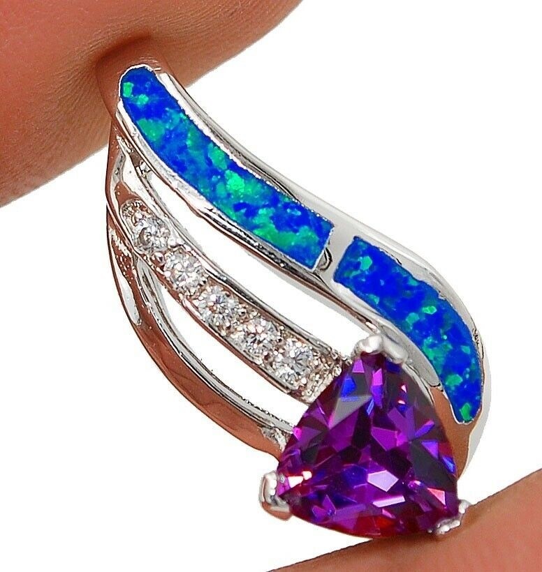 2CT Amethyst 925 Solid Sterling Silver Pendant Jewelry EO5