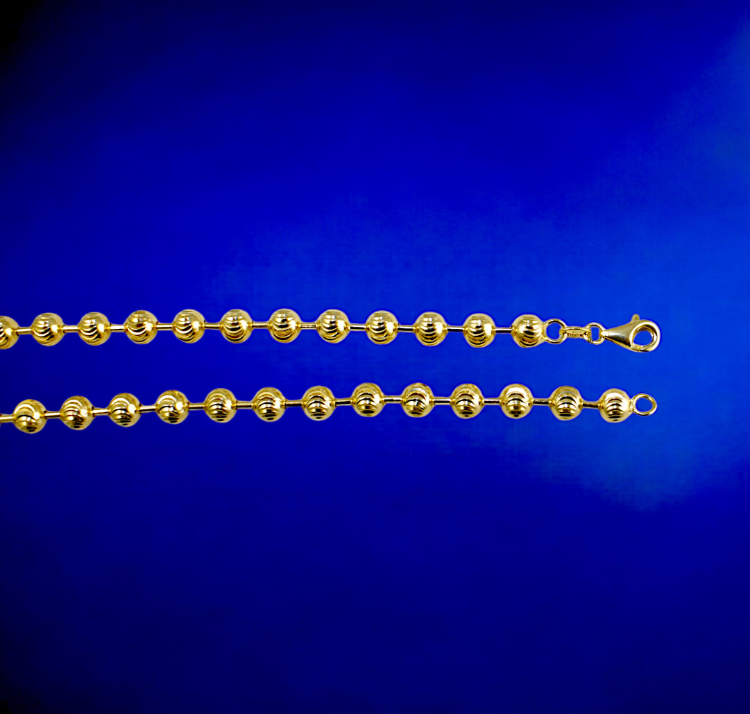14K Yellow Gold 1.7mm-5mm Solid Round Ball Bead Chain Necklace Real 16″-30″