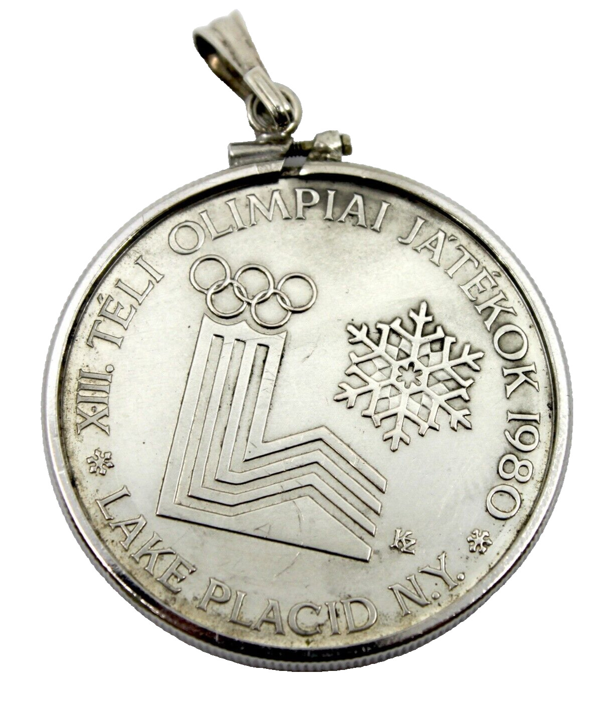 1980 Olympics Hungary Lake Ice Dance Silver Coin Pendant