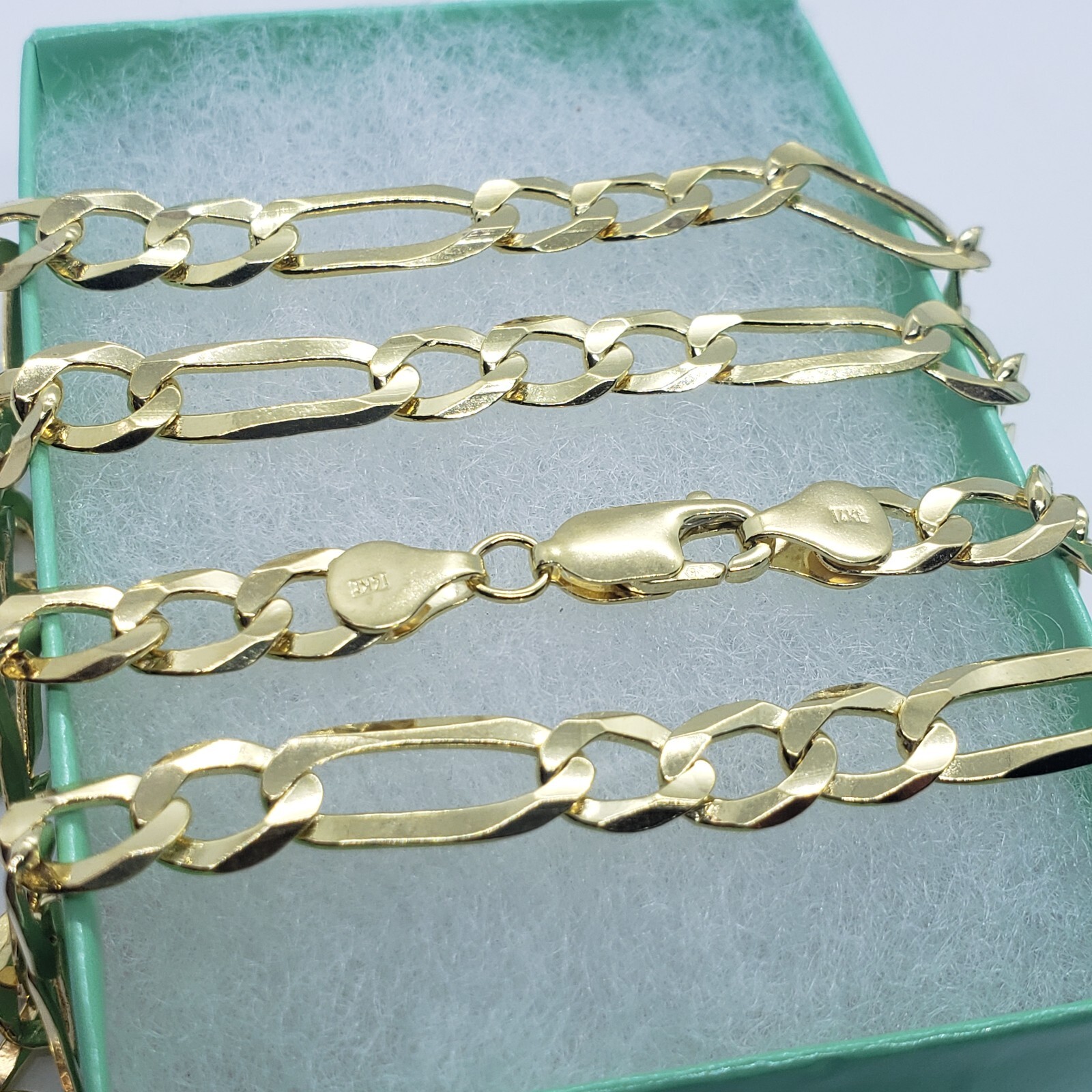 Authentic 14K Solid Gold Figaro Link Chain Men Women 7mm~8.5mm Necklace 7″~30″