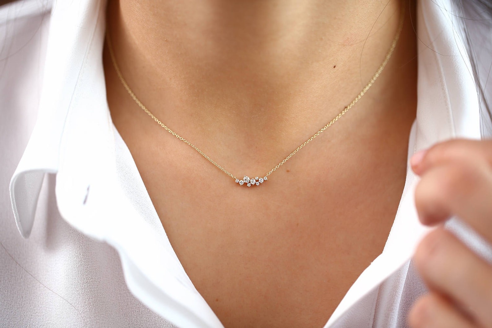 Best Seller!Necklace For Mother’s Day Gift Round Natural Diamond 14k Yellow Gold