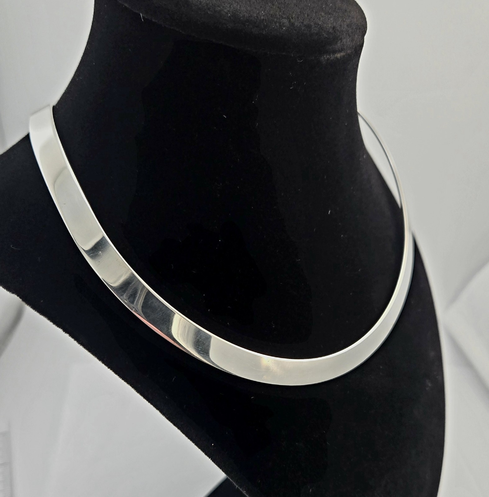 Retired James Avery Sterling Silver Collet Choker Collar Necklace Cuff 17.5″ 36g