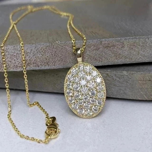 Beauty Cluster 1.40Ct Round Cut Lab Grown Diamond Pendant 14K Yellow Gold Plated