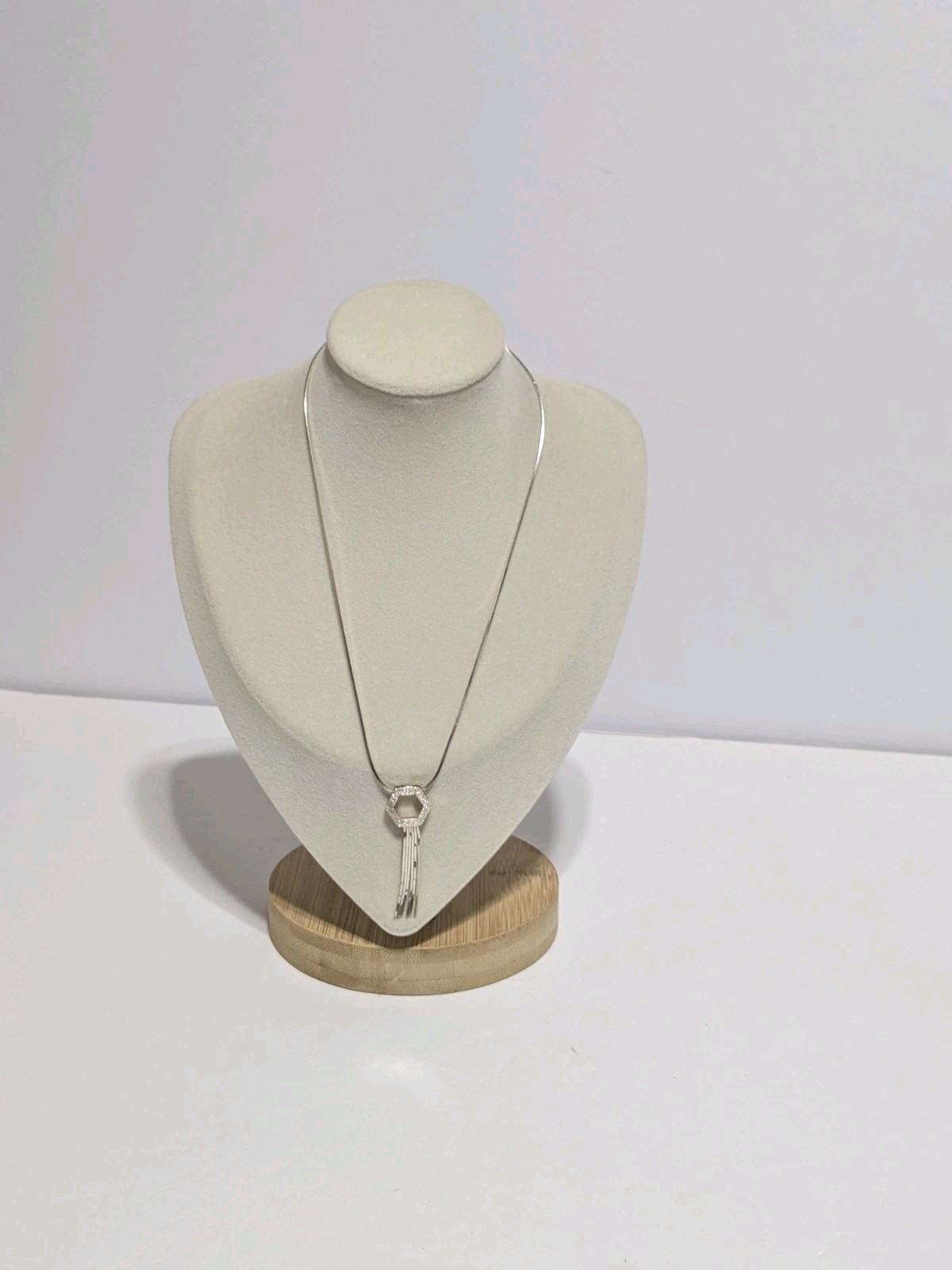 Milor Italy Sterling Silver 925 Hexagon Pendant Necklace With Chain Tassels 15″