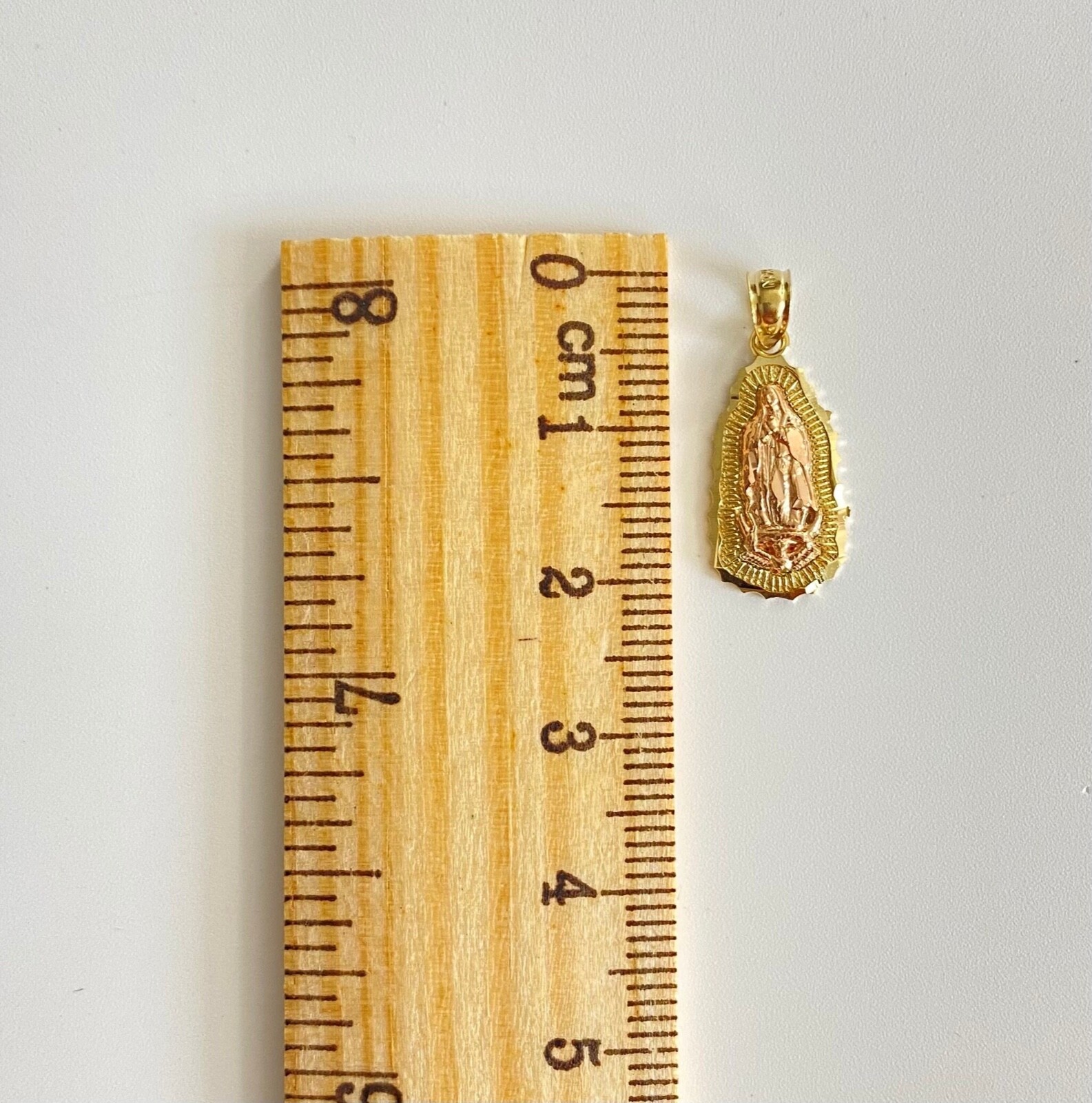14K Solid Gold Virgin Guadalupe 20″ Necklace/22mm Gold Virgin Mary Charm- PT1084