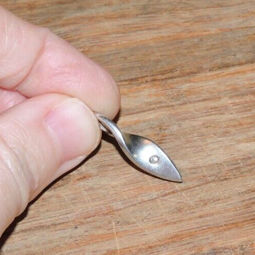 Signed HDO Small DIAMOND Sterling Silver 925 Asymmetrical Modern Pendant