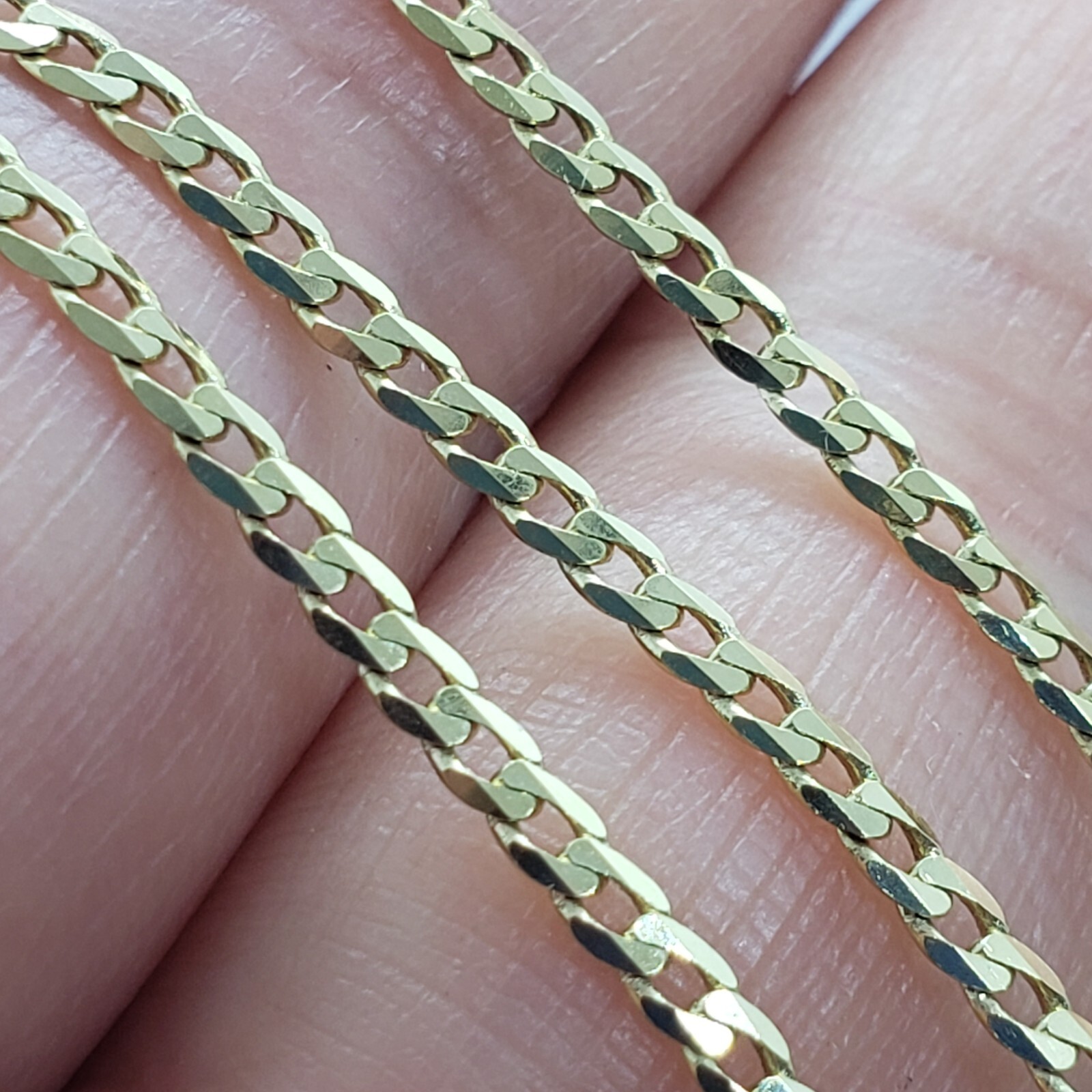 10K Yellow Gold Solid Cuban Link Chain Curb Necklace Bracelet 1.8mm-4mm, 7″~30″