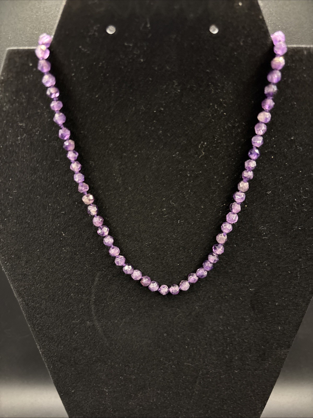 Children’s Amethyst Necklace Girl Purple Bead String Gem Stone Strand Gold Clasp