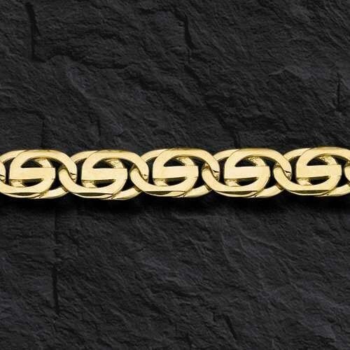 10k Solid Yellow Gold Handmade 13mm Tiger Eye Link Necklace, 30″
