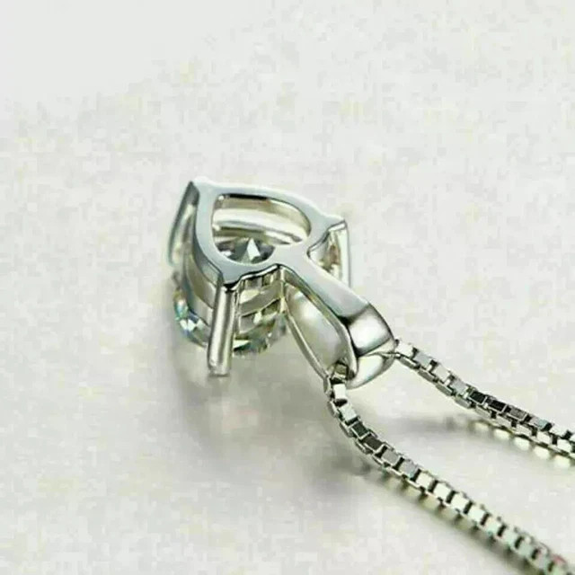 3CT Heart Cut Lab Created Diamond Women Beauty Pendant 14K White Gold Plated