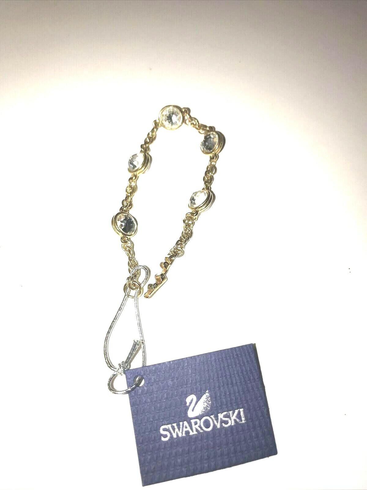 SWAROVSKI Gold Tone Austrian Crystals Tennis Bracelet 7″ New with Tag Signed