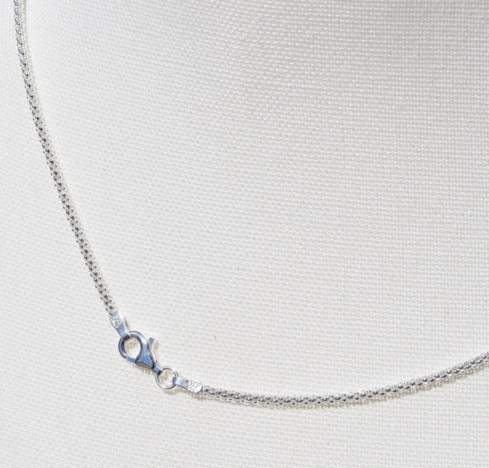 20 Inch Popcorn Chain 1.7mm .925 Sterling Silver Necklace 9mm Lobster Clasp