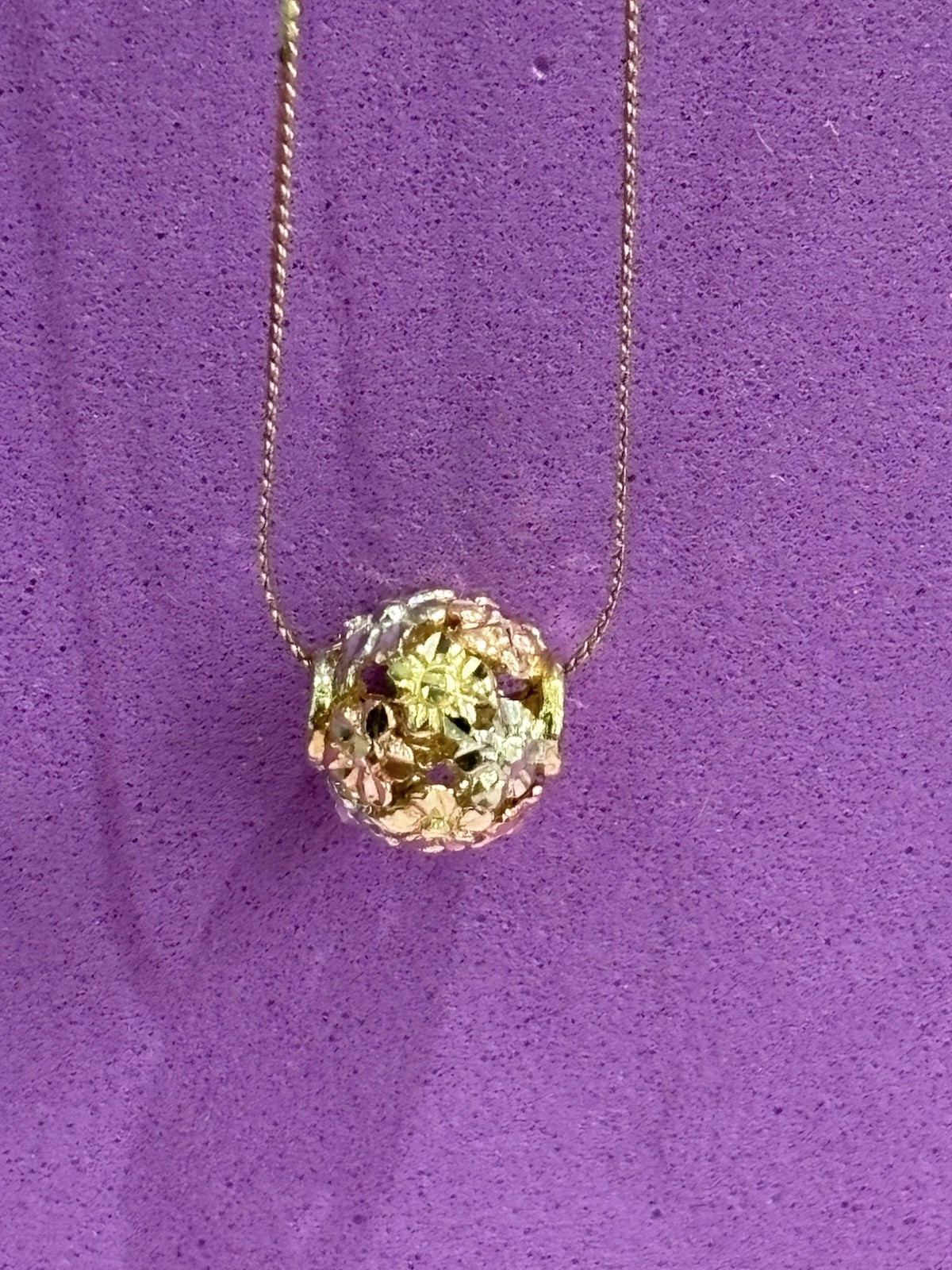 10k Gold Tri-Color Ball Flower Charm