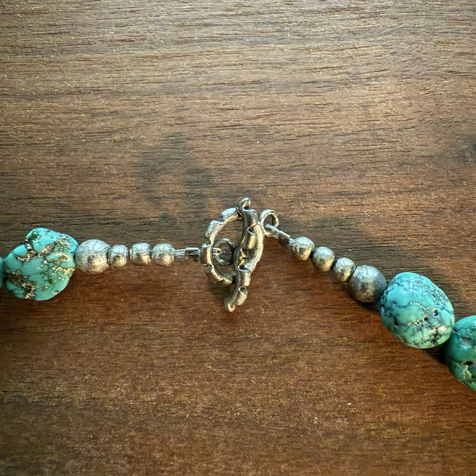 Amazing 24 Inch Green/Blue Turquoise and Rose Quartz Necklace Toggle Closure