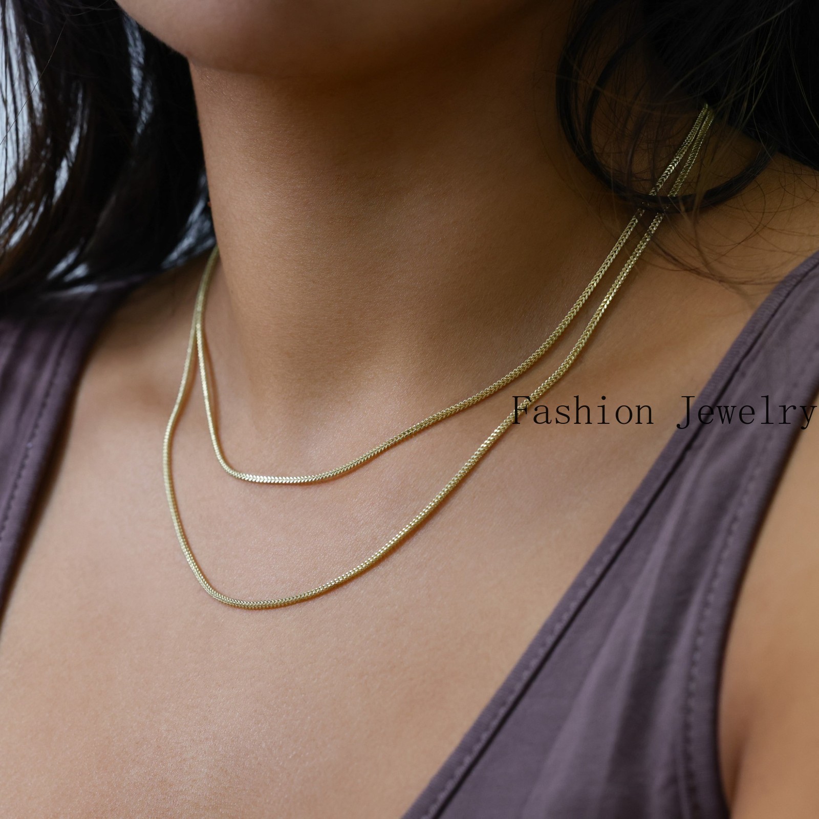 14K Yellow Gold 1.5mm Franco Box Wheat Foxtail Chain Necklace Mens Women 16″-24″