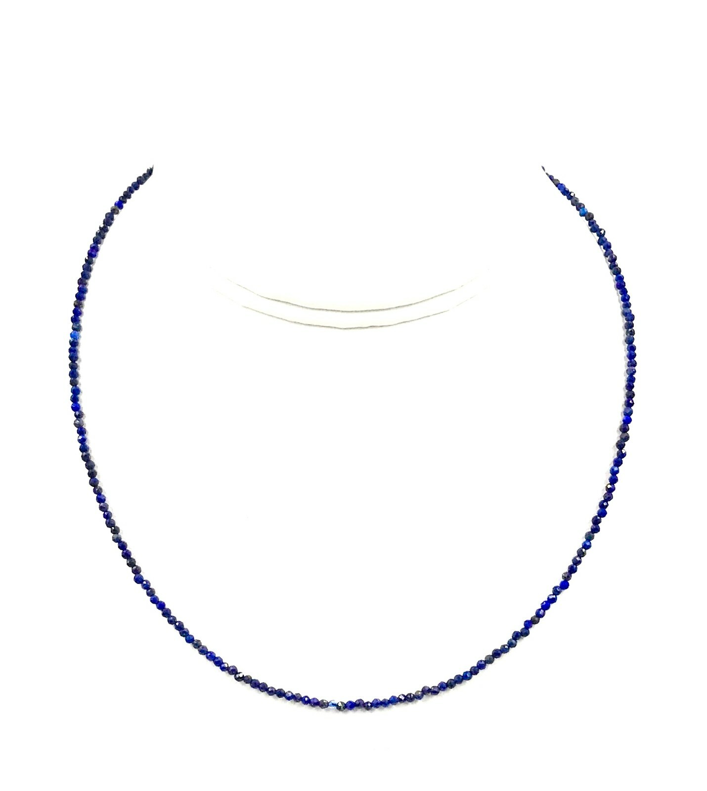 Genuine Lapis lazuli Beads Silver Necklace Jewelry Women Handmade USA SELLER