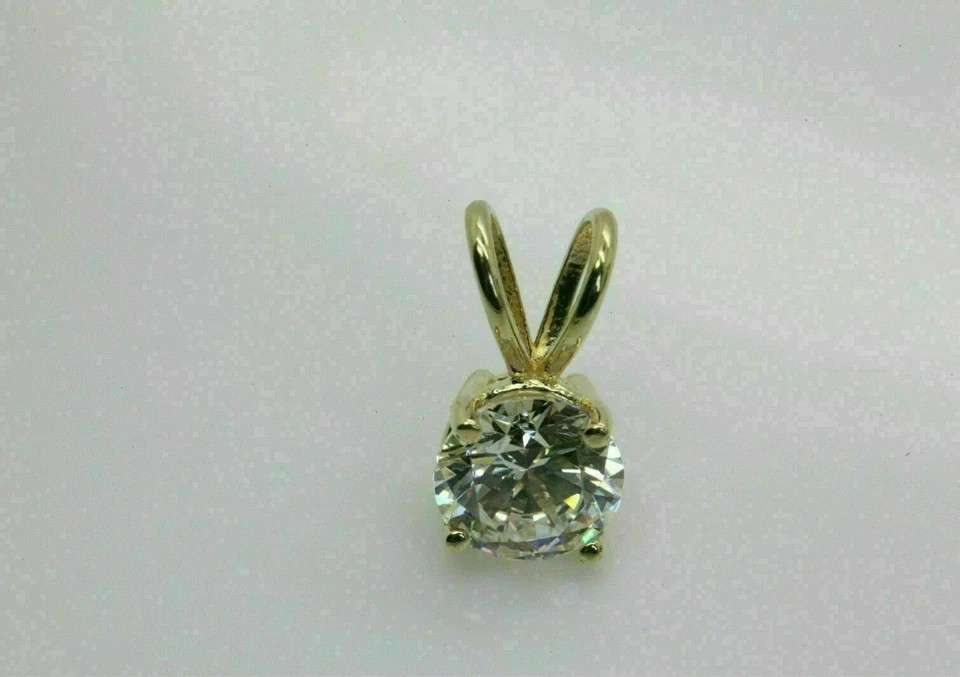 1Ct Round Natural Moissanite VVS1 GRA Solitaire Pendant 14k Yellow Gold Plated
