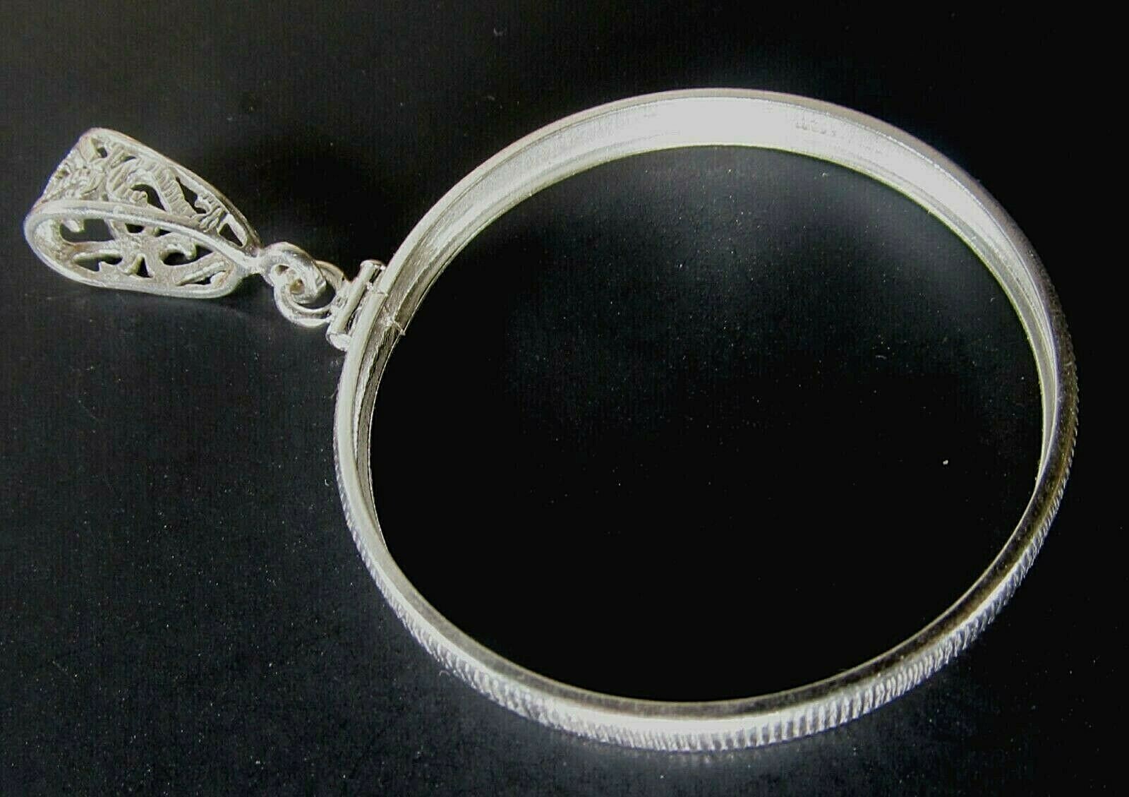 Coin Bezel 1 Ounce 39mm Fine Silver Round Sterling Silver Medium Filigree Bail
