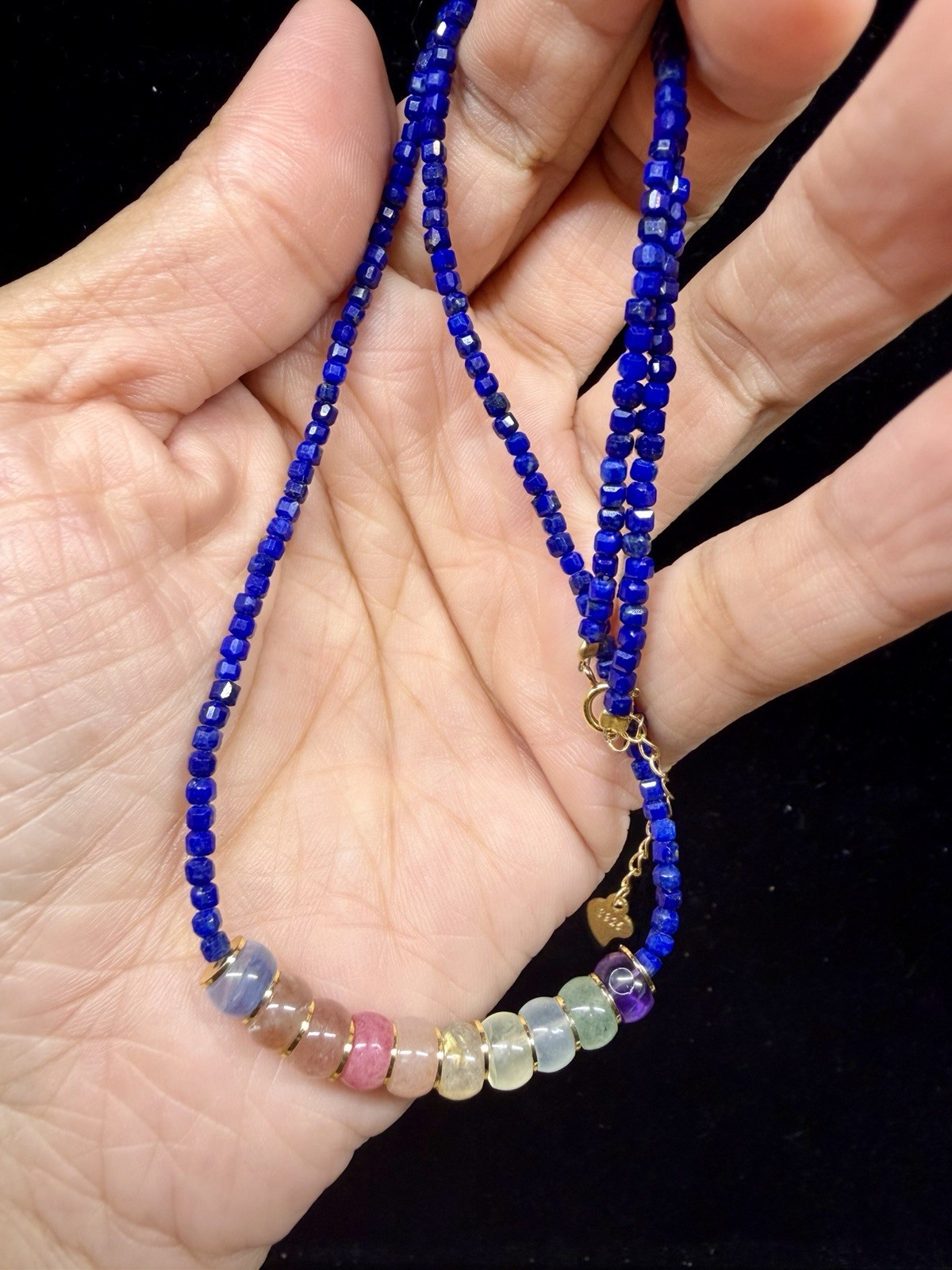Premium Natural Lapis Lazuli Crystal Quartz Necklace 925 Sterling Silver