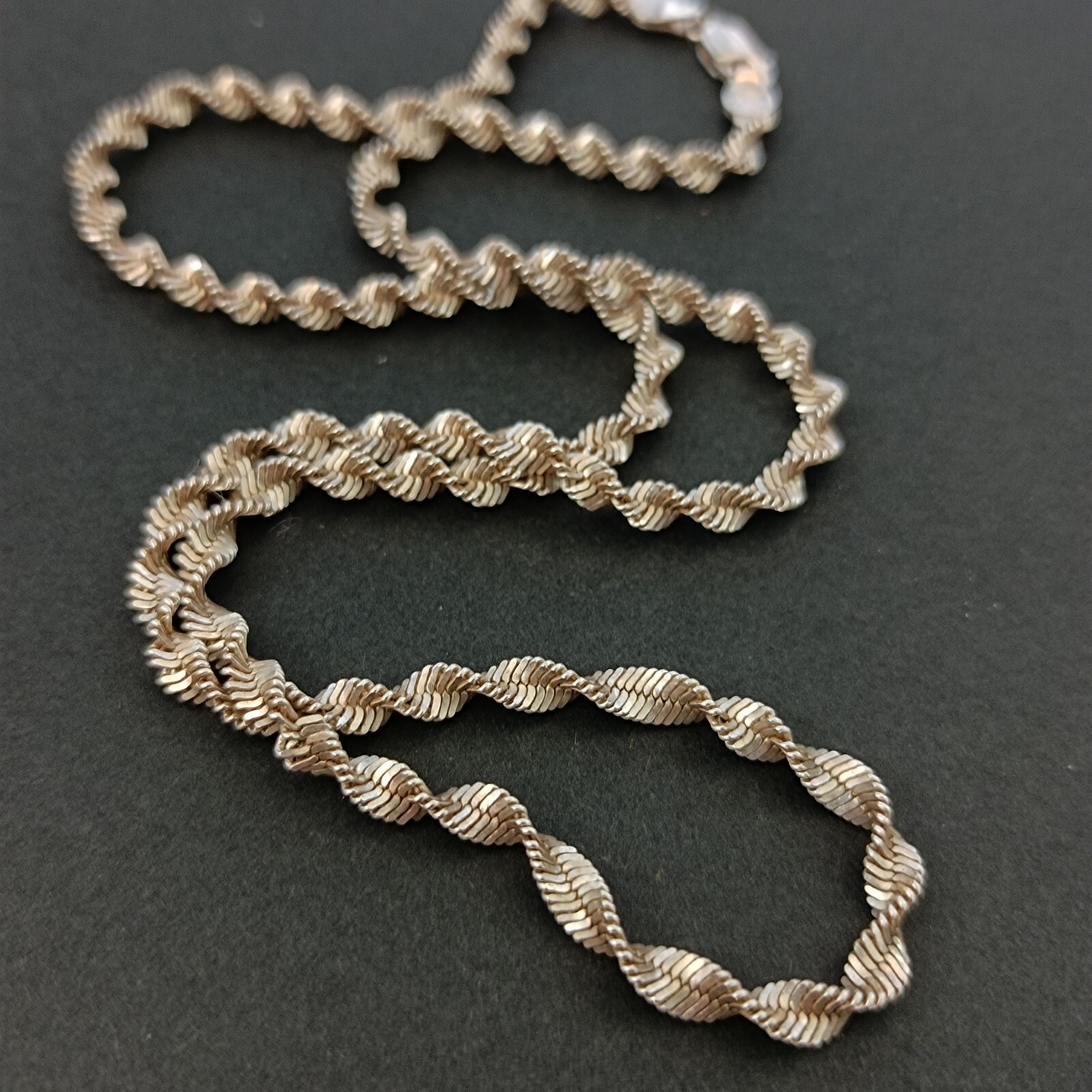 Vintage Sterling Silver Chain Necklace Italy Thick Twisted Rope Men’s Women Gift
