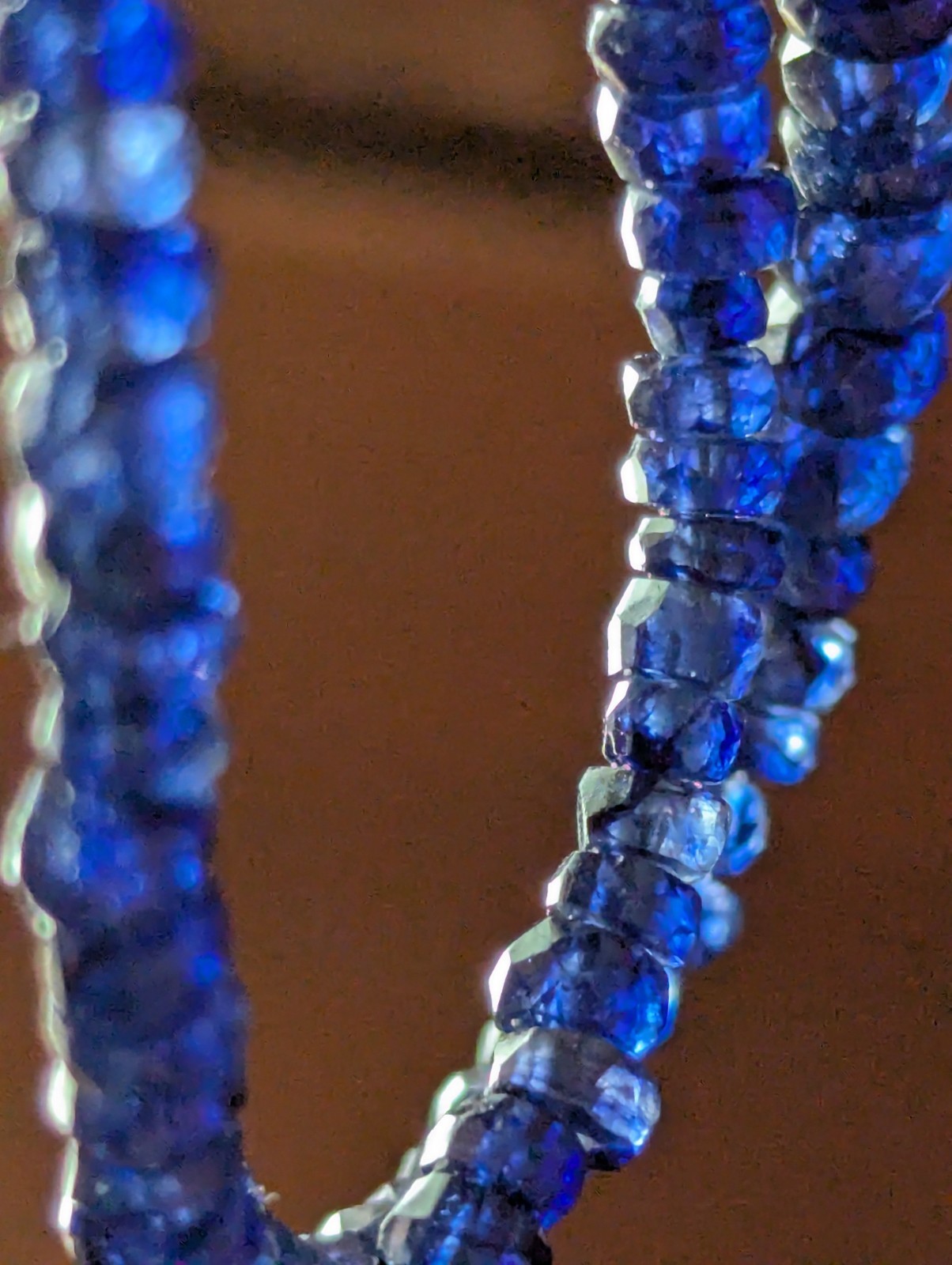 natural blue Sapphire rondelle Bead Necklace 14.15 In 2 x 4mm