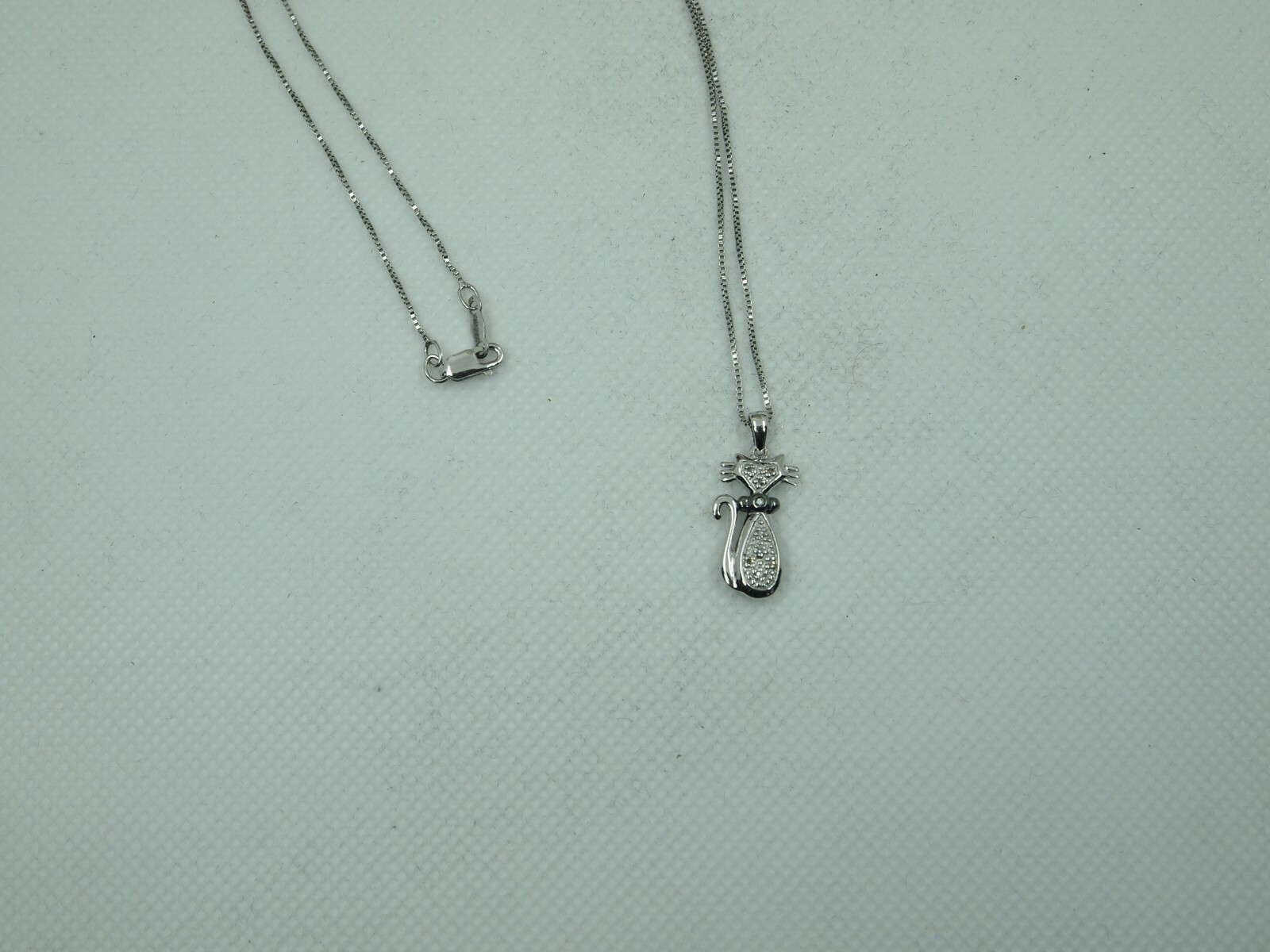 F.D. Felicia Design Sterling Silver 925 & Diamond Cat Pendant Necklace