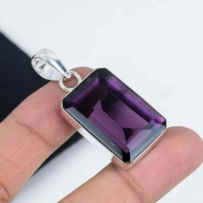 African Amethyst Gemstone Handmade 925 Sterling Silver Gift Jewelry Pendant