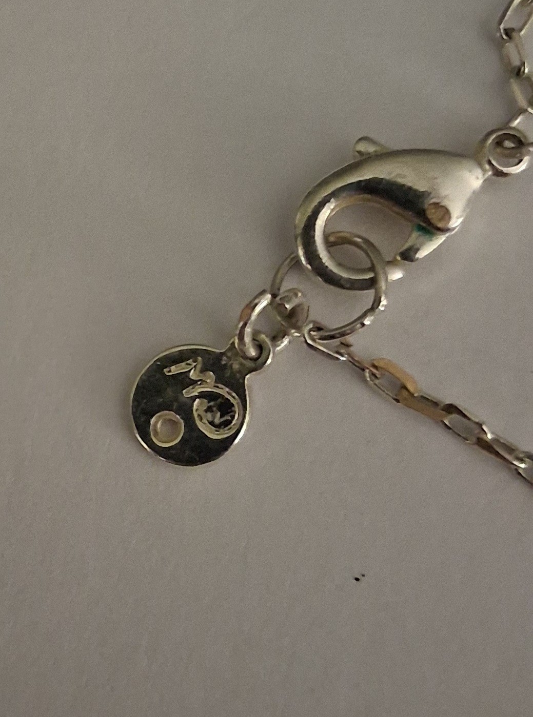 Silver tone Station Cable Chain Necklace Lobster Clasp with small clear stones