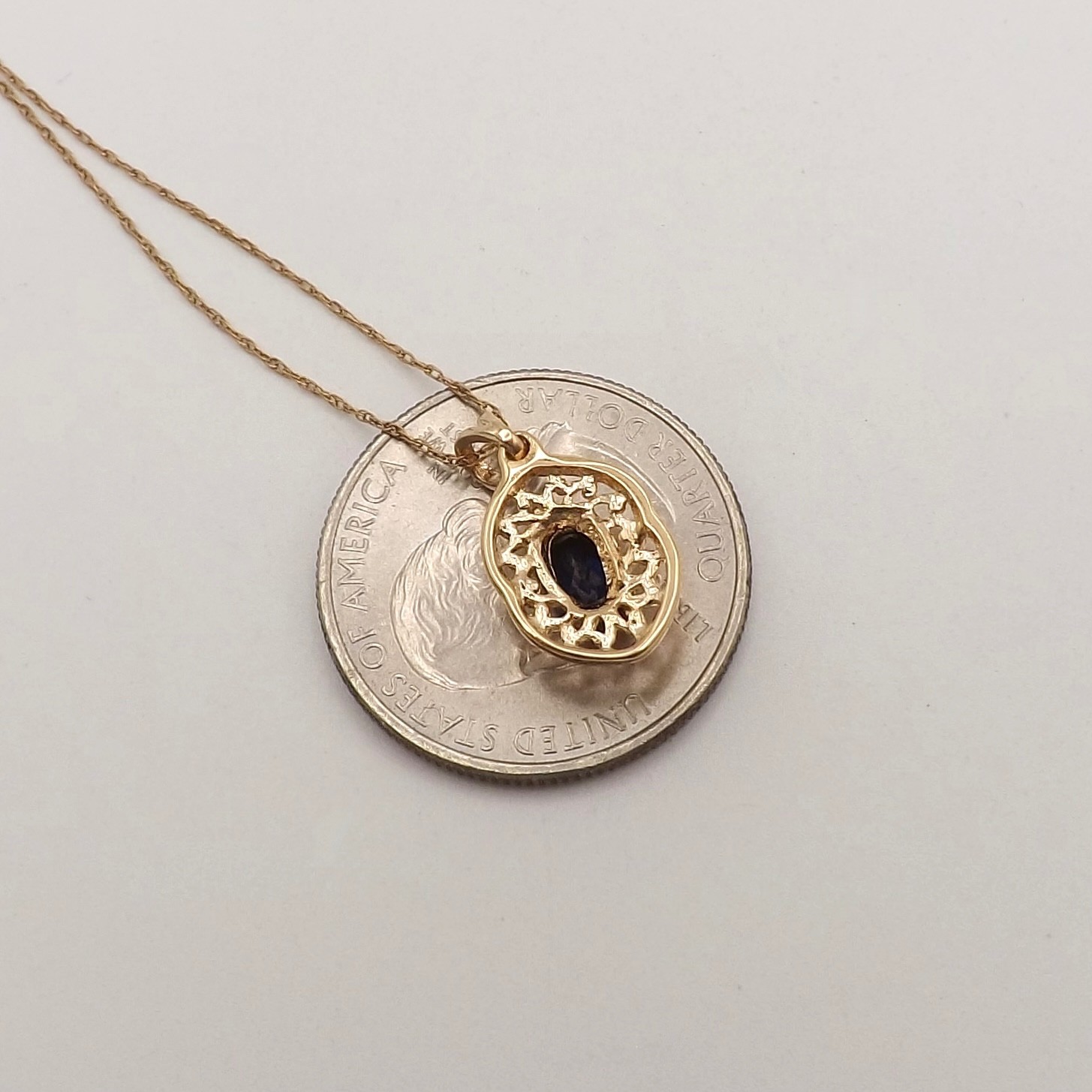 10k Gold Natural Sapphire Infinity Figure 8 Pendant Necklace 20in