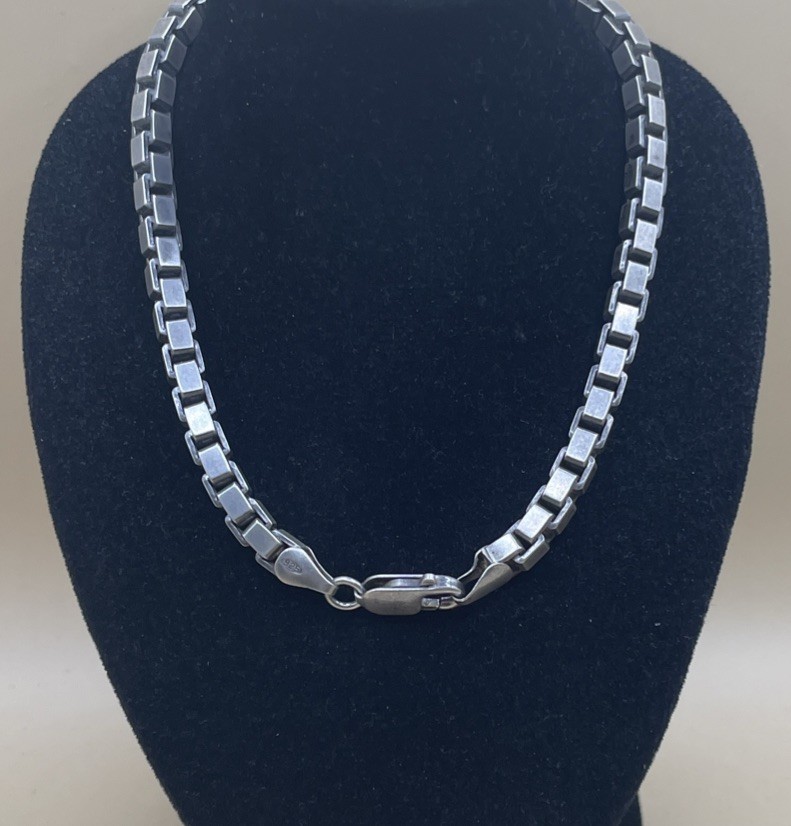 Heavy Thick Box Link Sterling Silver Chain 22in (70.2g)